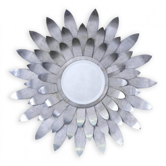 sunburst silver round mirror